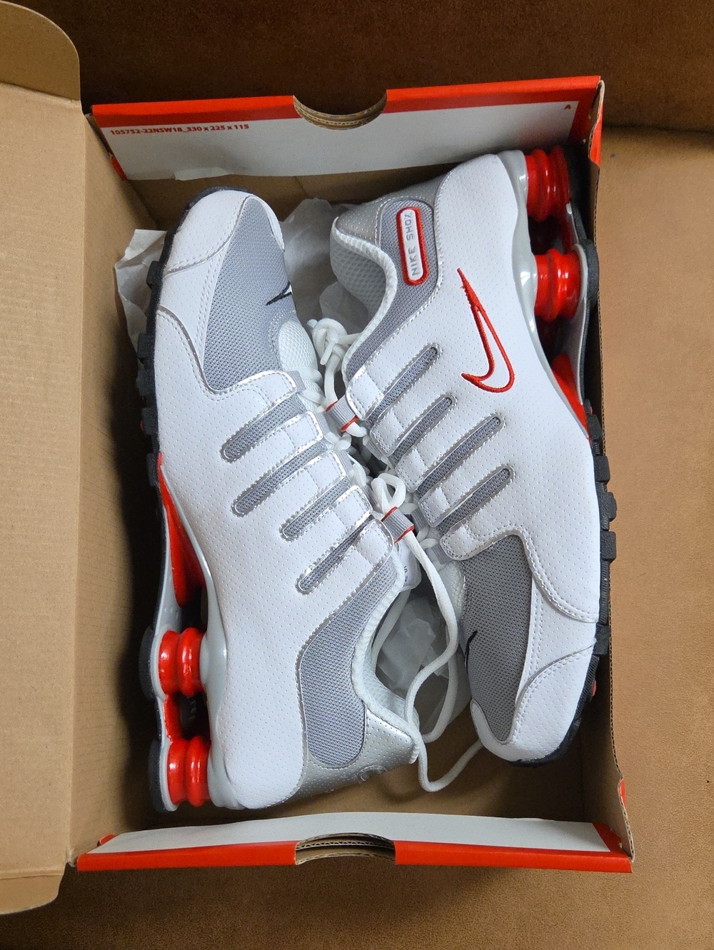 Nike Men’s White , Red and metallic SHOX Sneakers